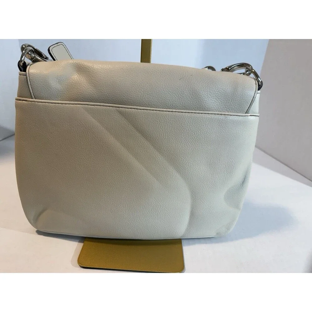 Liz Claiborne‎ CrossBody Purse Bag Taupe Faux Leather Front Flap RN70272 CA16396